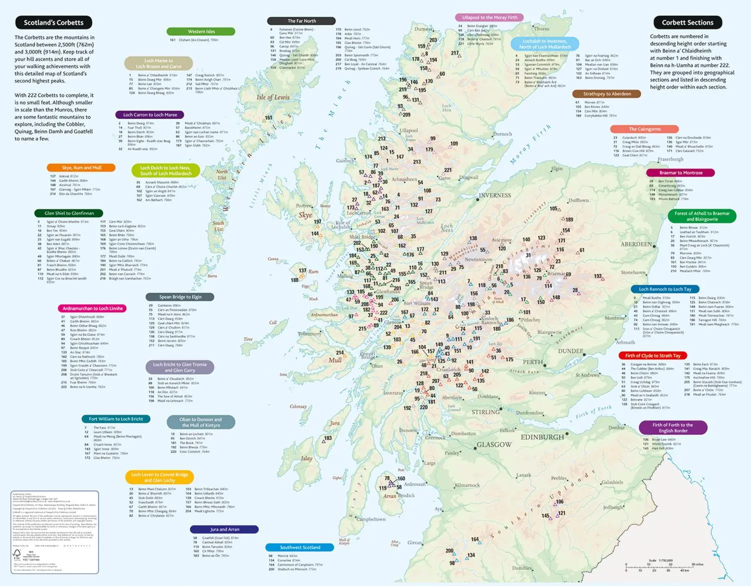 Bild: 9780008520625 | Munros and Corbetts Pocket Map | Discover Scotland's Highest Peaks