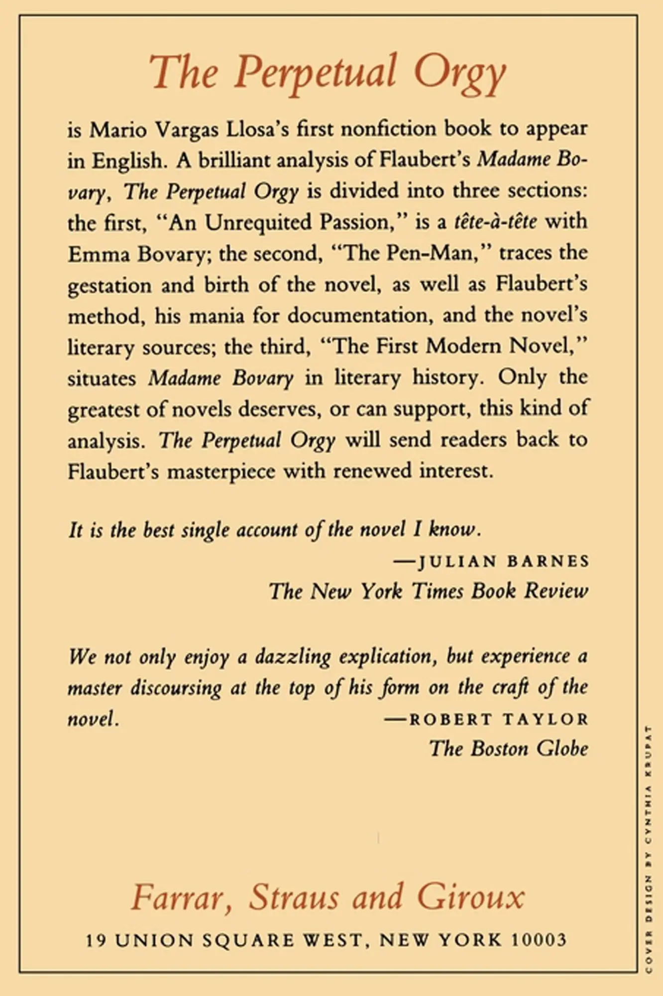Rückseite: 9780374520625 | The Perpetual Orgy | Mario Vargas Llosa (u. a.) | Taschenbuch | 1987