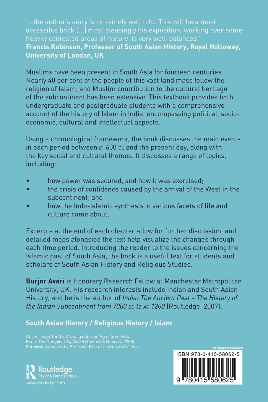 Rückseite: 9780415580625 | Islamic Civilization in South Asia | Burjor Avari | Taschenbuch | 2012