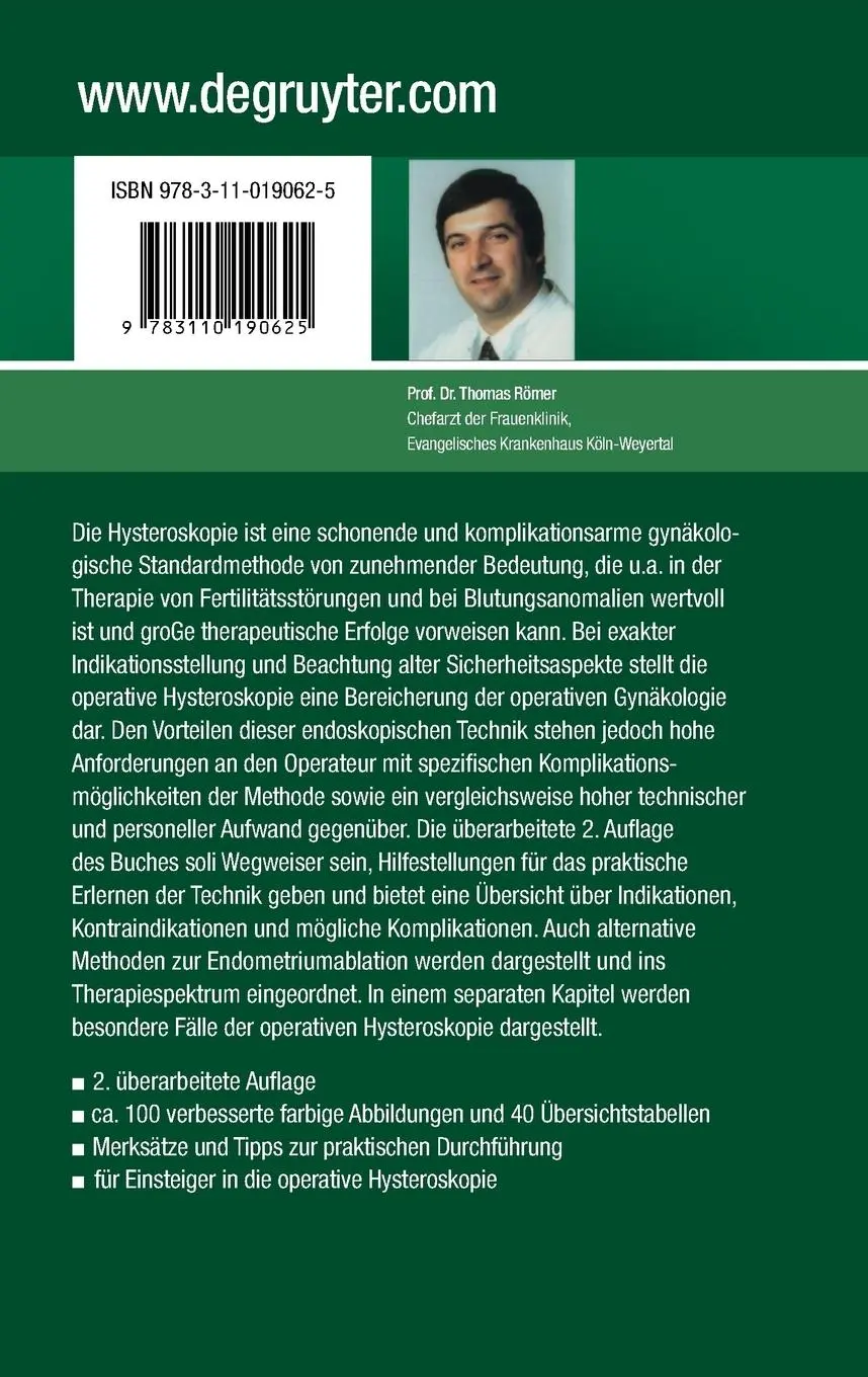 Rückseite: 9783110190625 | Operative Hysteroskopie | Ein Wegweiser für die Praxis | Thomas Römer