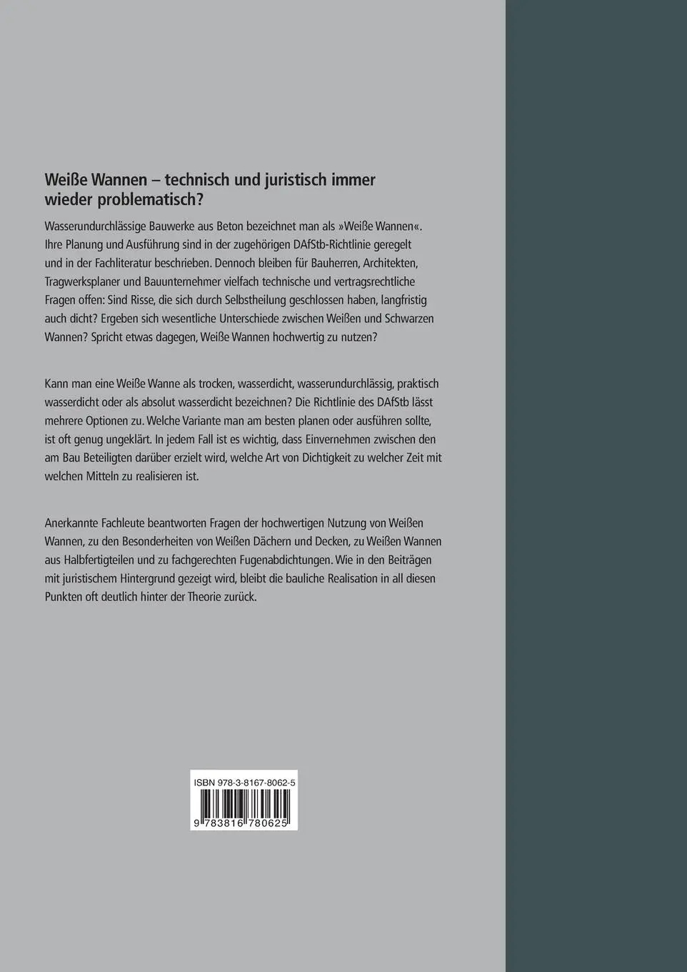 Rückseite: 9783816780625 | Weiße Wannen - technisch und juristisch immer wieder problematisch?.