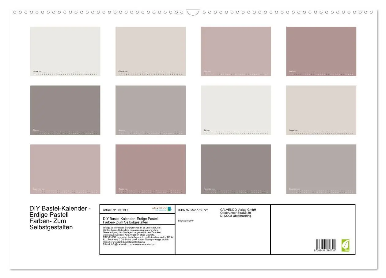 Bild: 9783457780725 | DIY Bastel-Kalender -Erdige Pastell Farben- Zum Selbstgestalten...