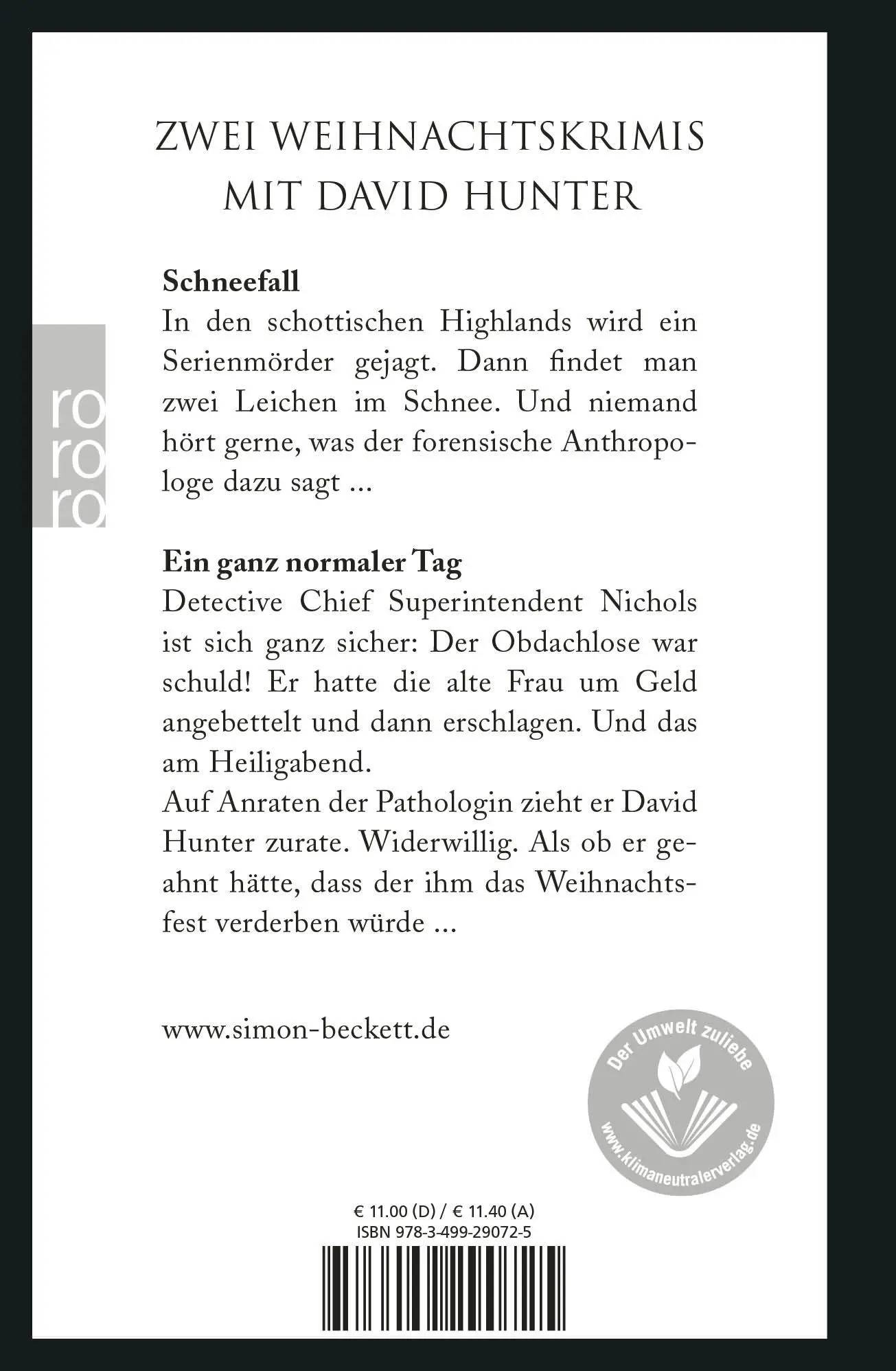 Rückseite: 9783499290725 | Schneefall &amp; Ein ganz normaler Tag | Simon Beckett | Taschenbuch