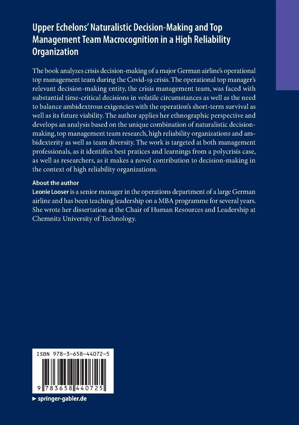 Rückseite: 9783658440725 | Upper Echelons' Naturalistic Decision-Making and Top Management...