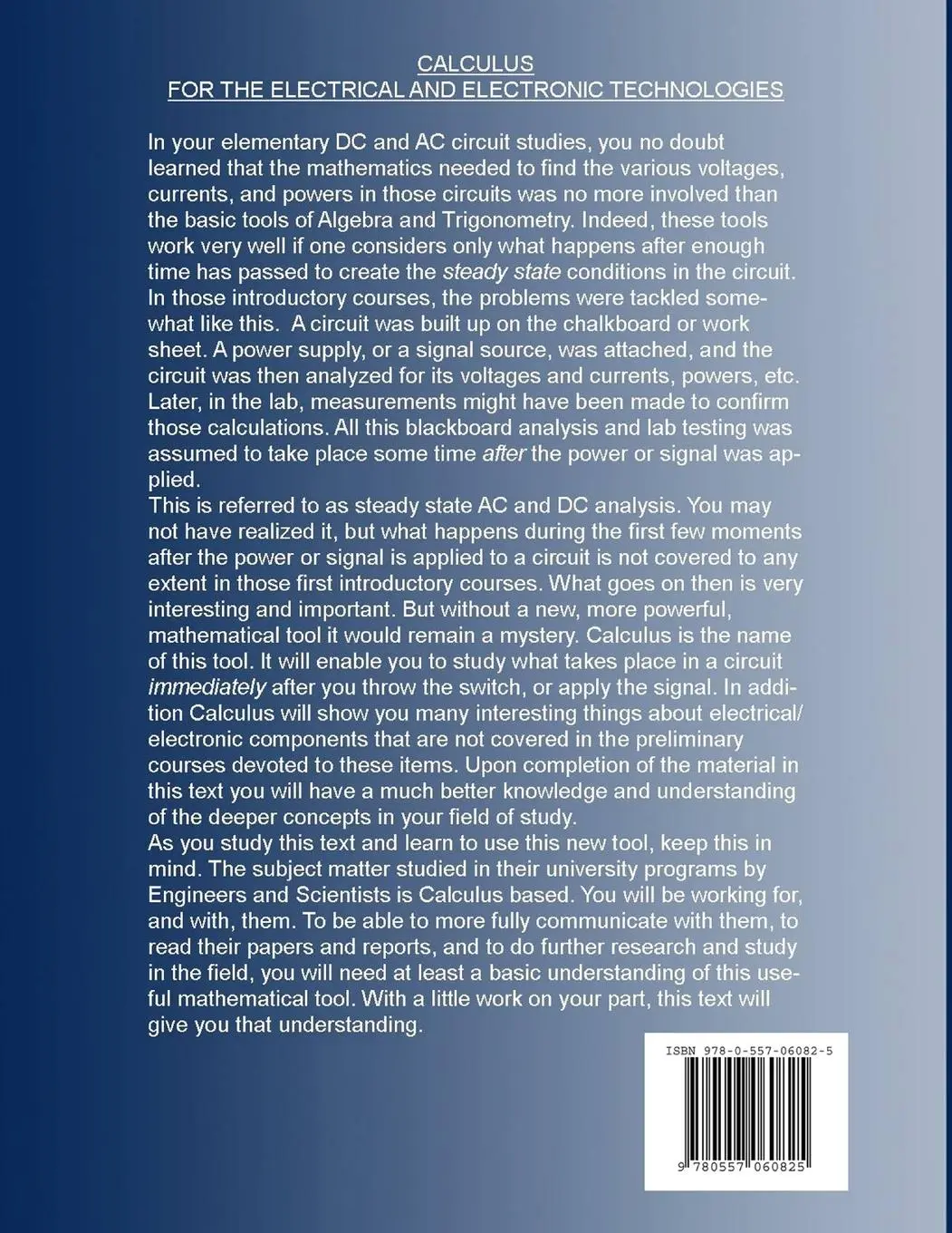 Rückseite: 9780557060825 | CALCULUS FOR THE ELECTRICAL AND ELECTRONIC TECHNOLOGIES | Larry Oliver