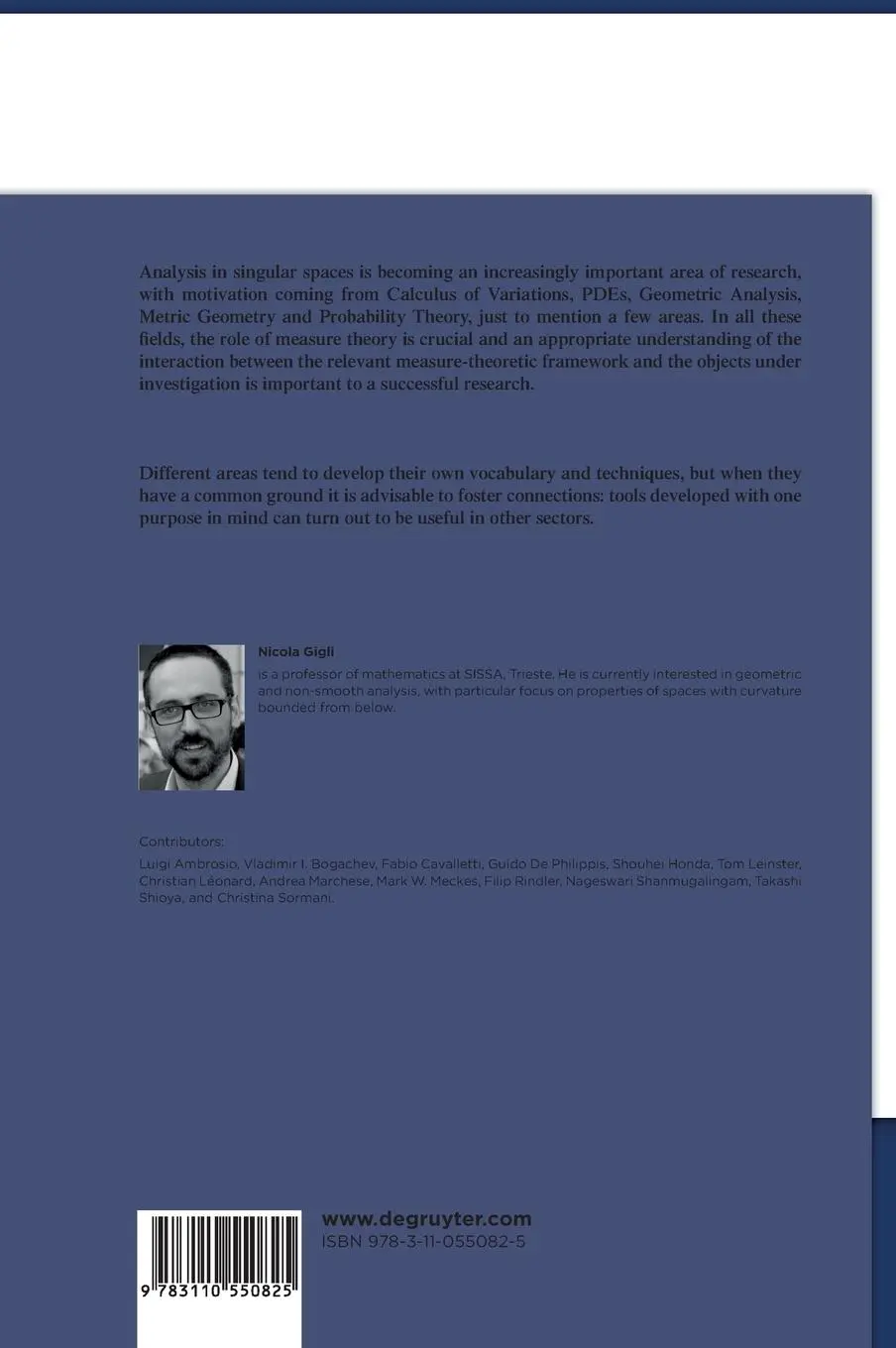 Rückseite: 9783110550825 | Measure Theory in Non-Smooth Spaces | Nicola Gigli | Buch | 346 S.