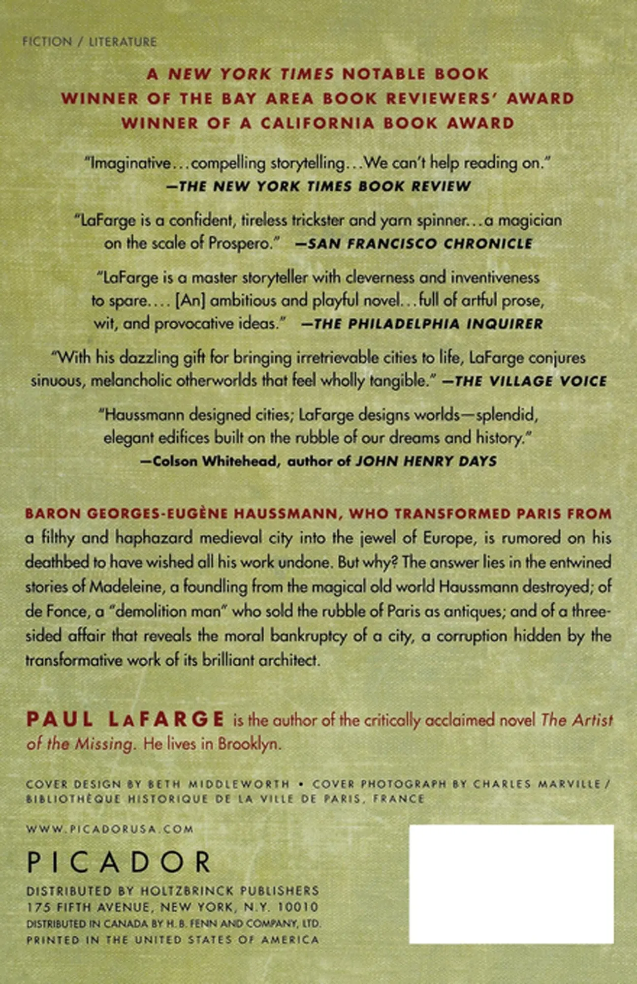 Rückseite: 9780312420925 | Haussmann, or the Distinction | Paul LaFarge | Taschenbuch | Englisch
