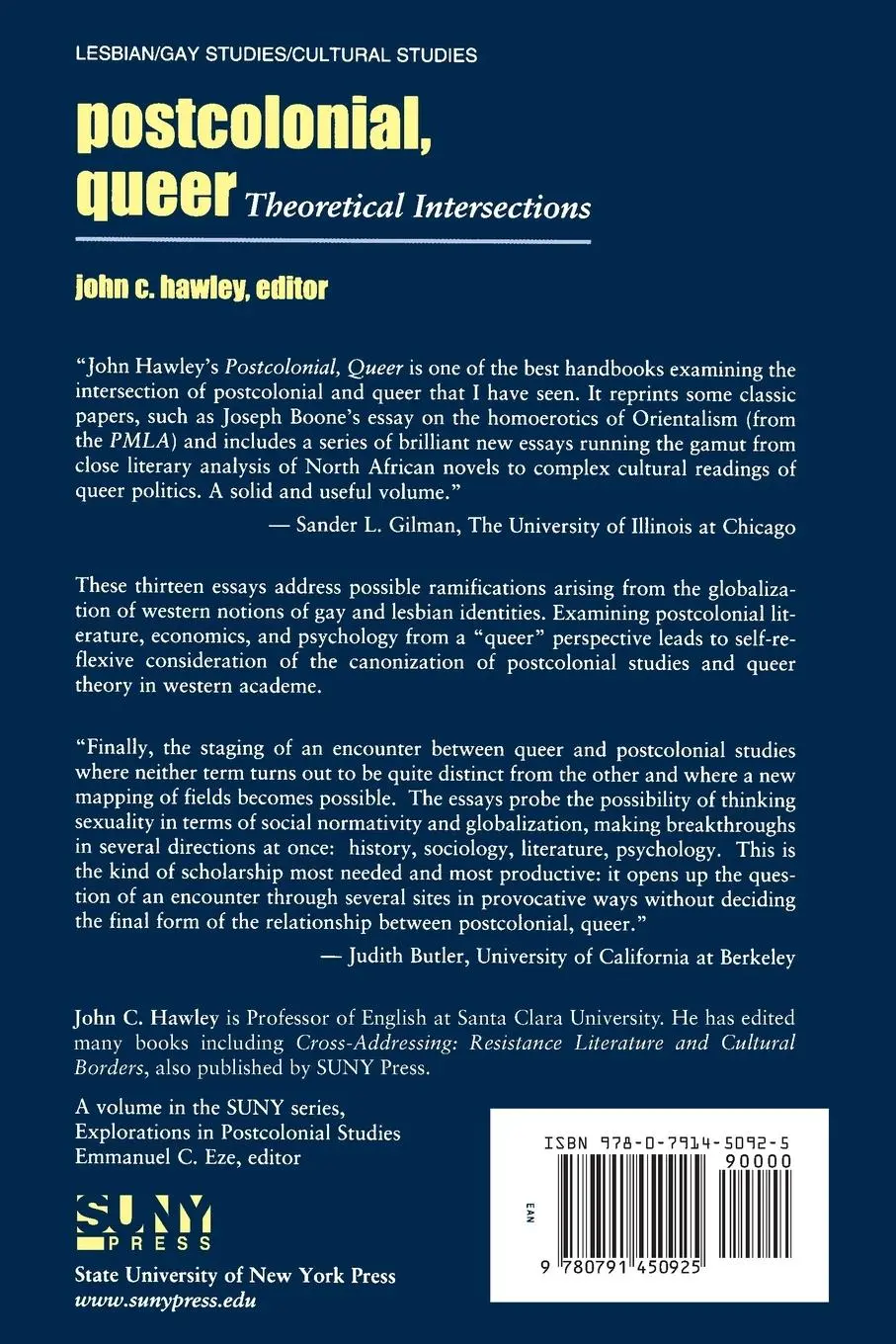 Rückseite: 9780791450925 | Postcolonial, Queer | Theoretical Intersections | John C. Hawley
