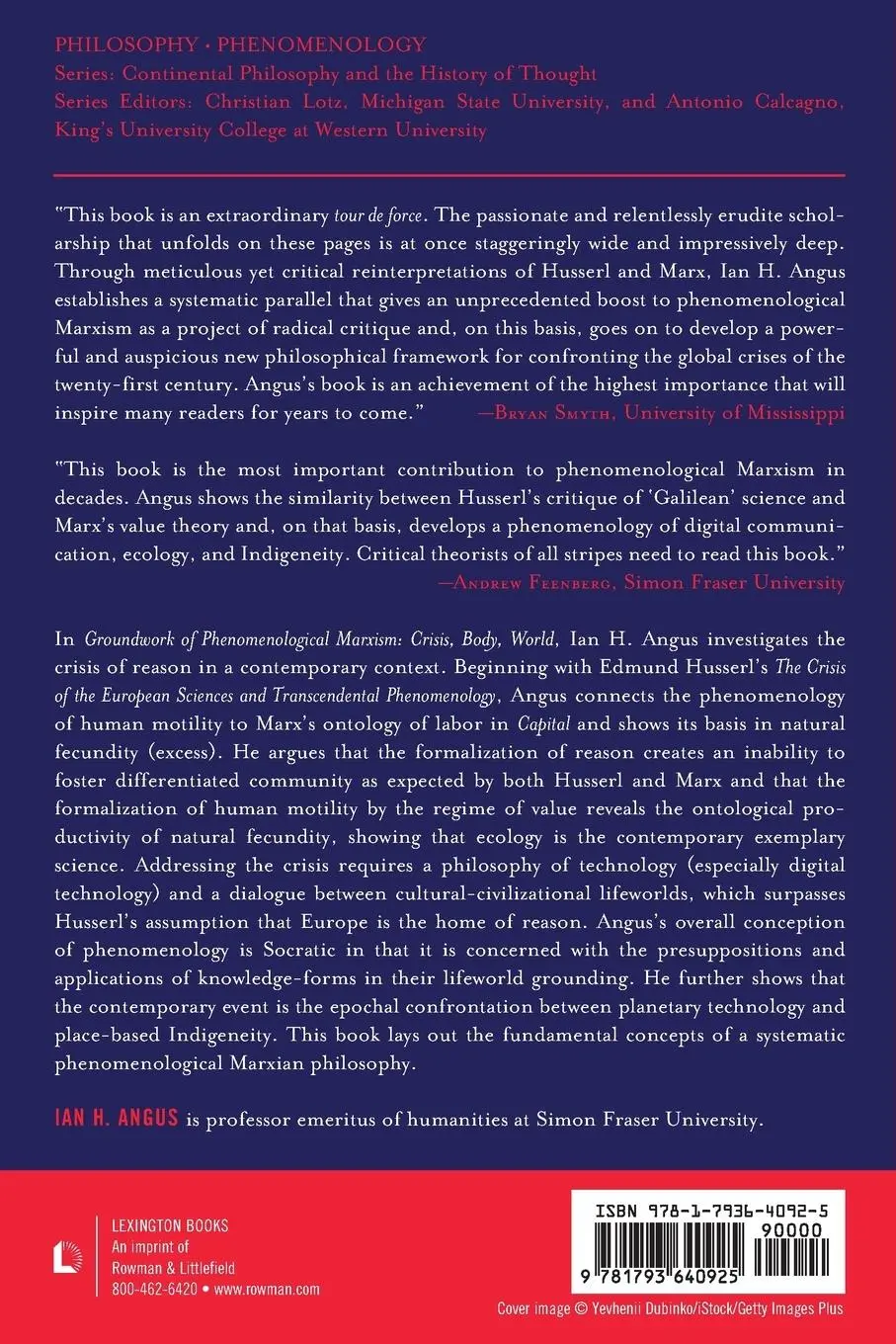 Rückseite: 9781793640925 | Groundwork of Phenomenological Marxism | Crisis, Body, World | Angus