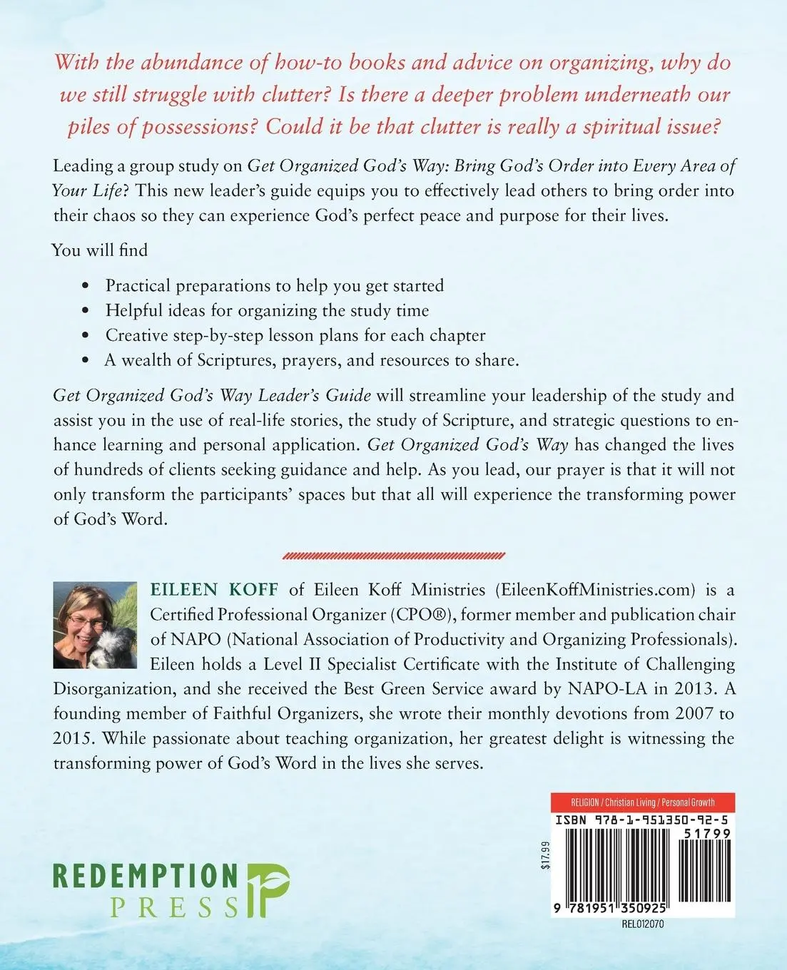 Rückseite: 9781951350925 | Get Organized God's Way Leader's Guide | Eileen Koff | Taschenbuch
