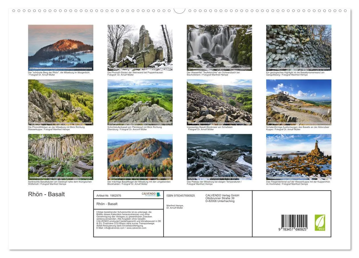 Bild: 9783457690925 | Rhön - Basalt (hochwertiger Premium Wandkalender 2026 DIN A2 quer),...