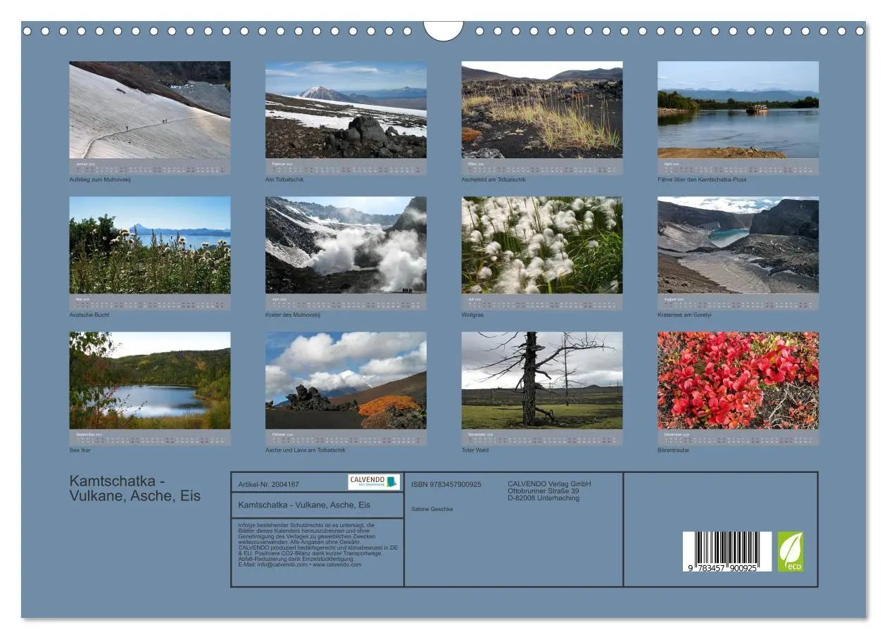 Bild: 9783457900925 | Kamtschatka - Vulkane, Asche, Eis (Wandkalender 2026 DIN A3 quer),...