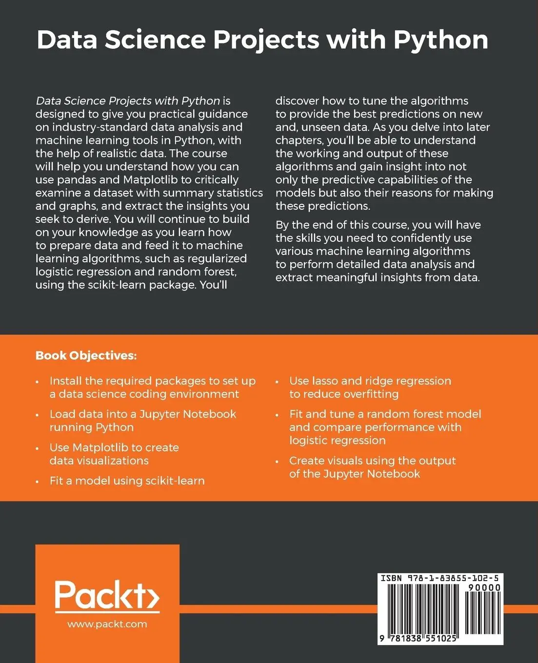 Rückseite: 9781838551025 | Data Science Projects with Python | Stephen Klosterman | Taschenbuch