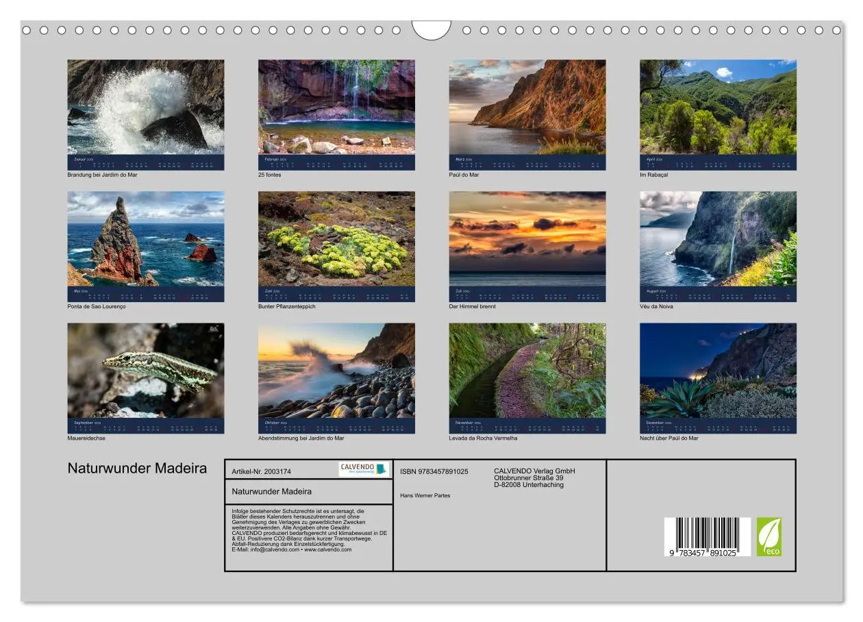 Bild: 9783457891025 | Naturwunder Madeira (Wandkalender 2026 DIN A3 quer), CALVENDO...