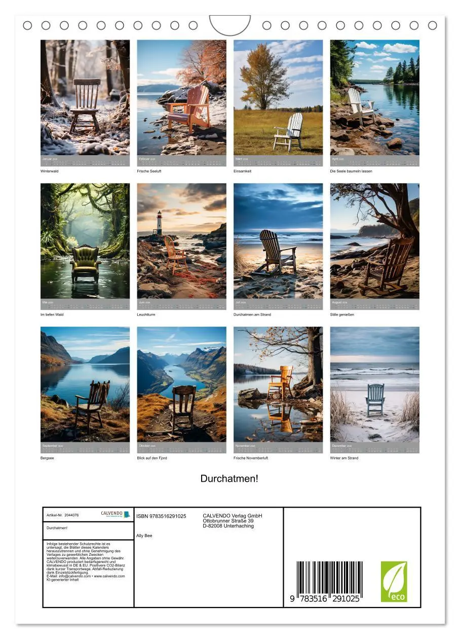 Bild: 9783516291025 | Durchatmen! (Wandkalender 2026 DIN A4 hoch), CALVENDO Monatskalender