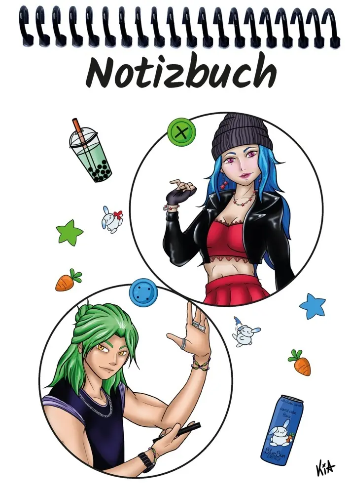 A 4 Notizblock Manga Quinn und Enora, weiß, kariert