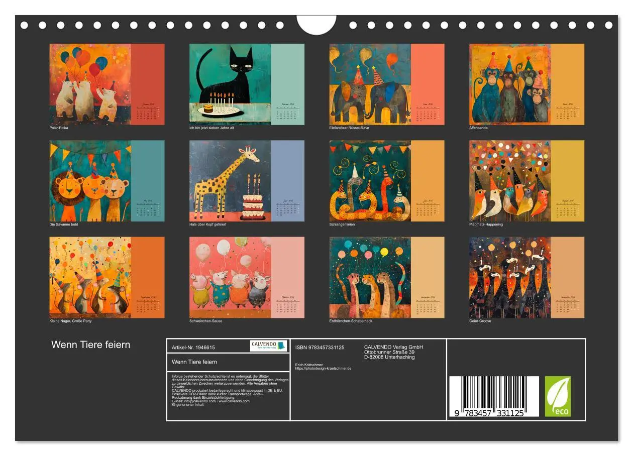 Bild: 9783457331125 | Wenn Tiere feiern (Wandkalender 2026 DIN A4 quer), CALVENDO...