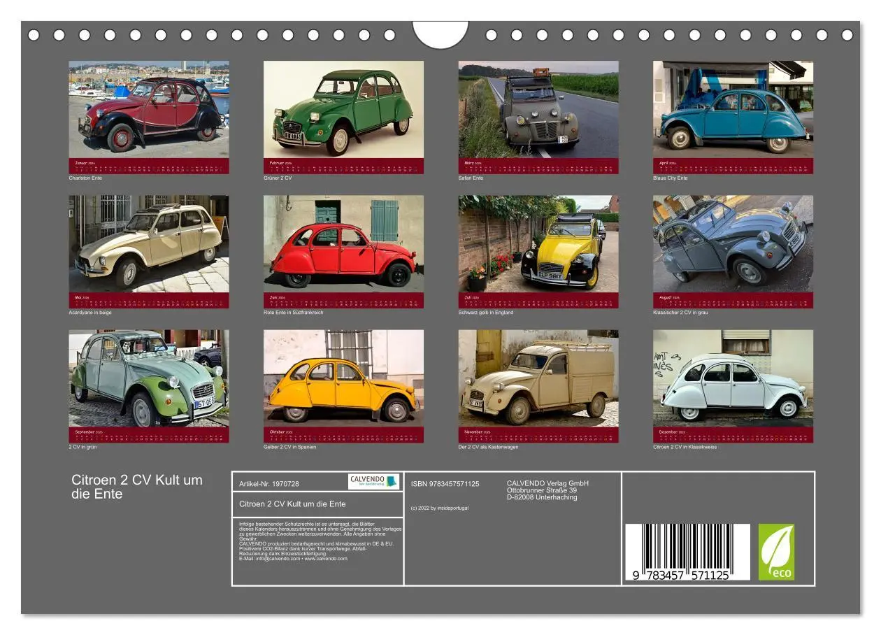 Bild: 9783457571125 | Citroen 2 CV Kult um die Ente (Wandkalender 2026 DIN A4 quer),...