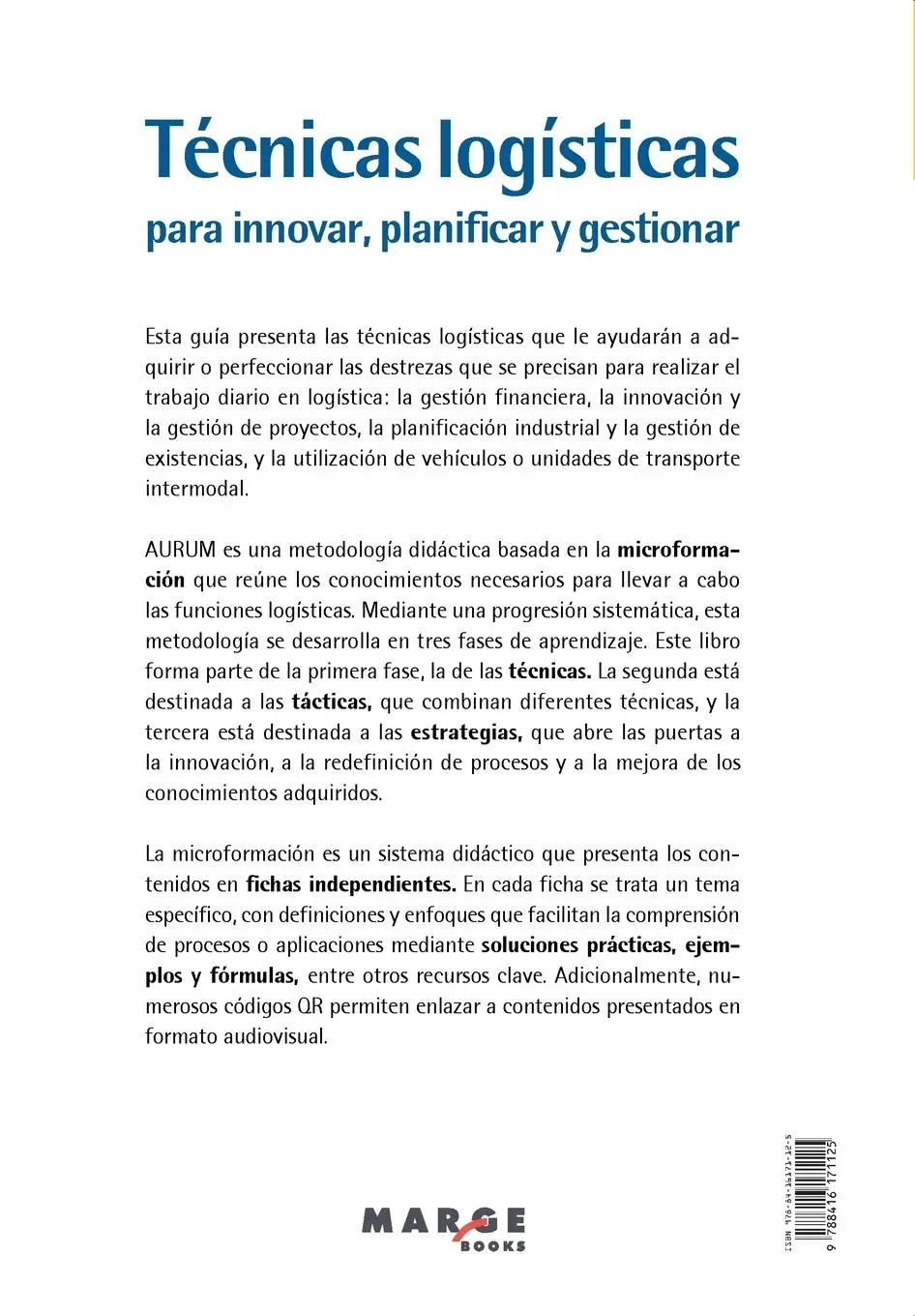 Rückseite: 9788416171125 | Técnicas logísticas para innovar, planificar y gestionar | Barrueco