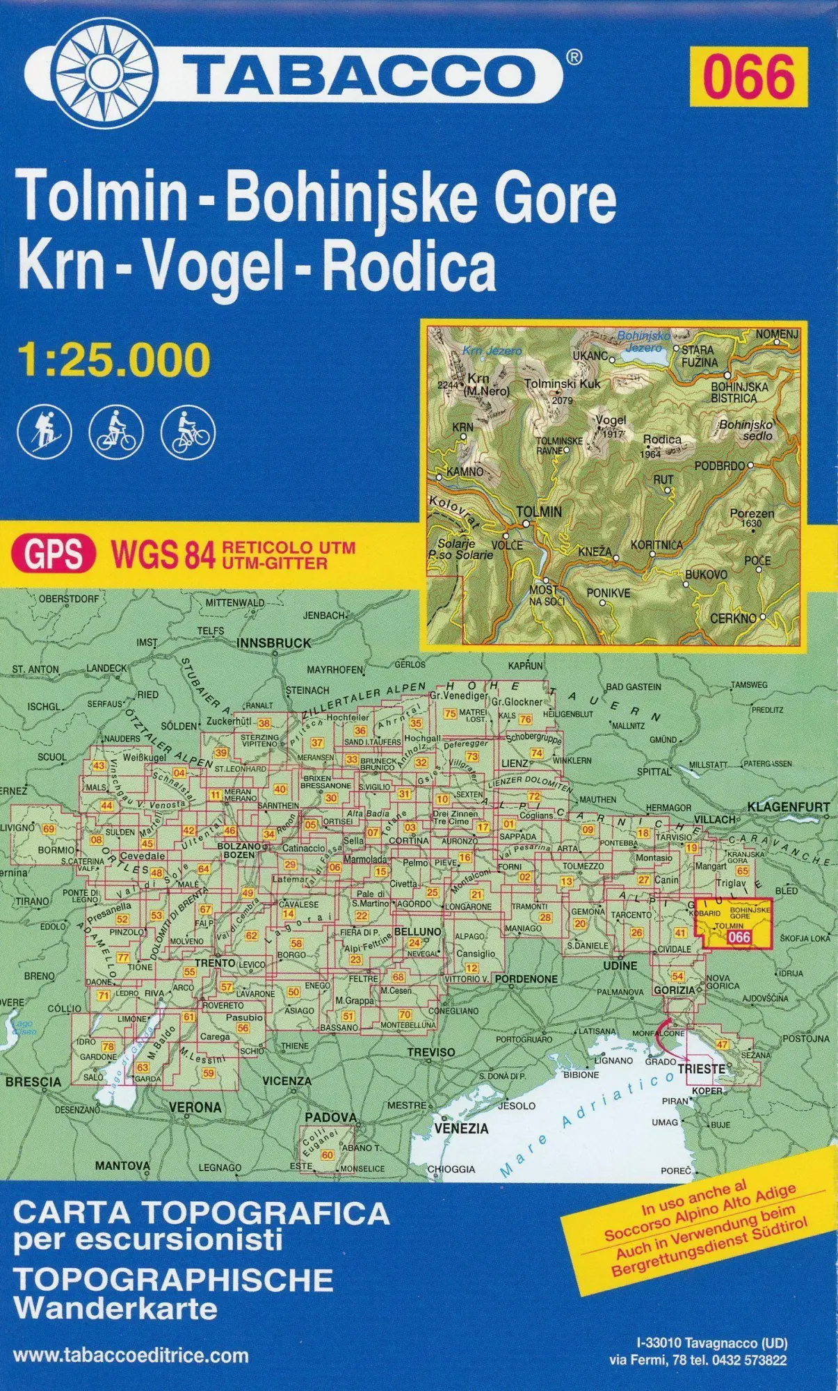 Cover: 9788883151125 | Tabacco Tolmin-Bohinjske Gore-Krn-Vogel-Rodica 1 : 25 000 | 1 S.