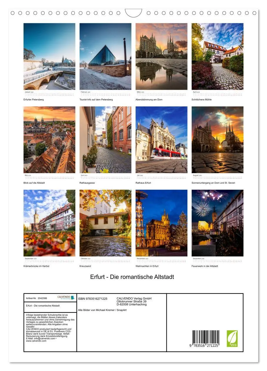 Bild: 9783516271225 | Erfurt - Die romantische Altstadt (Wandkalender 2026 DIN A3 hoch),...