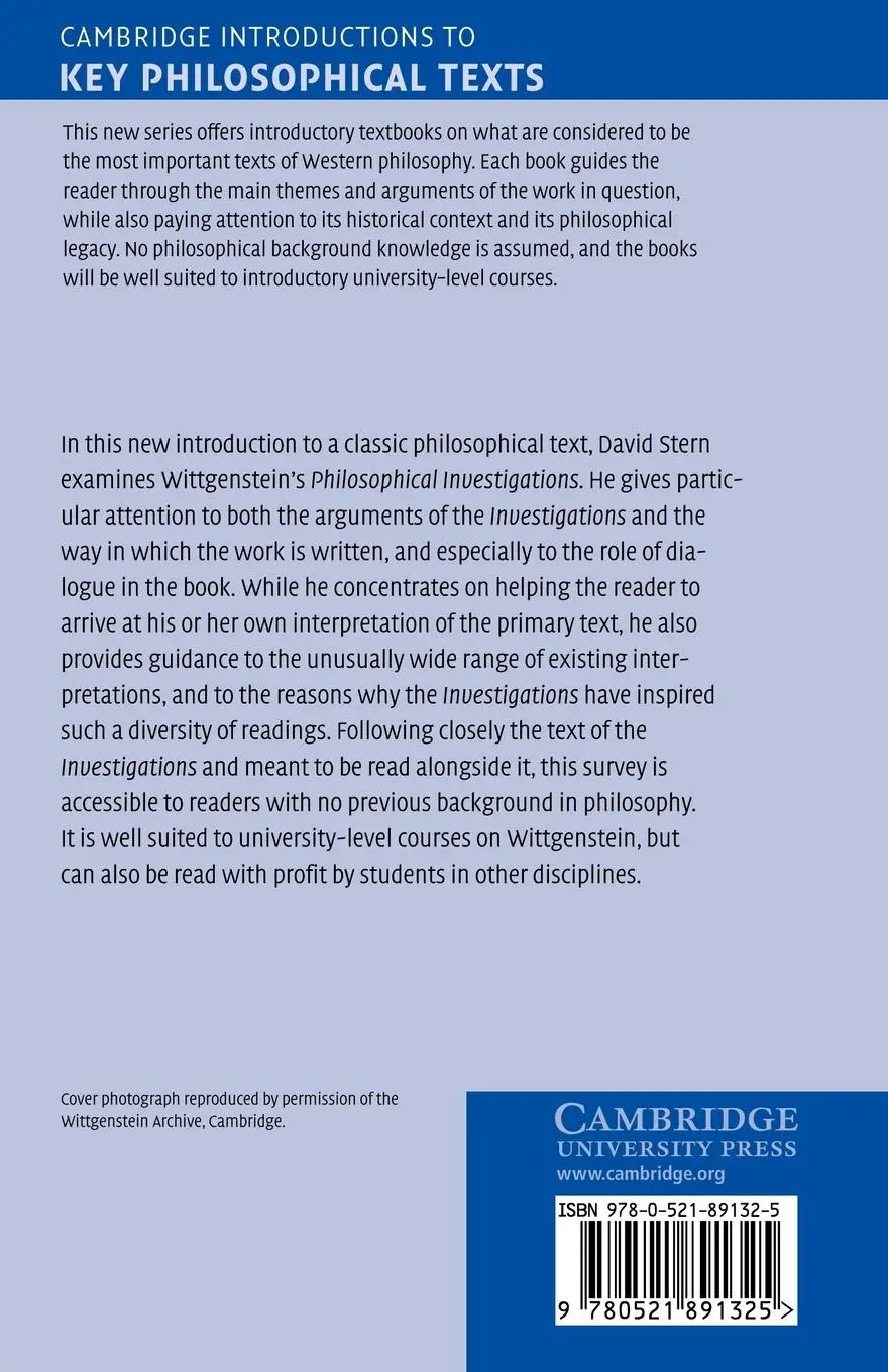 Rückseite: 9780521891325 | Wittgenstein's Philosophical Investigations | An Introduction | Stern