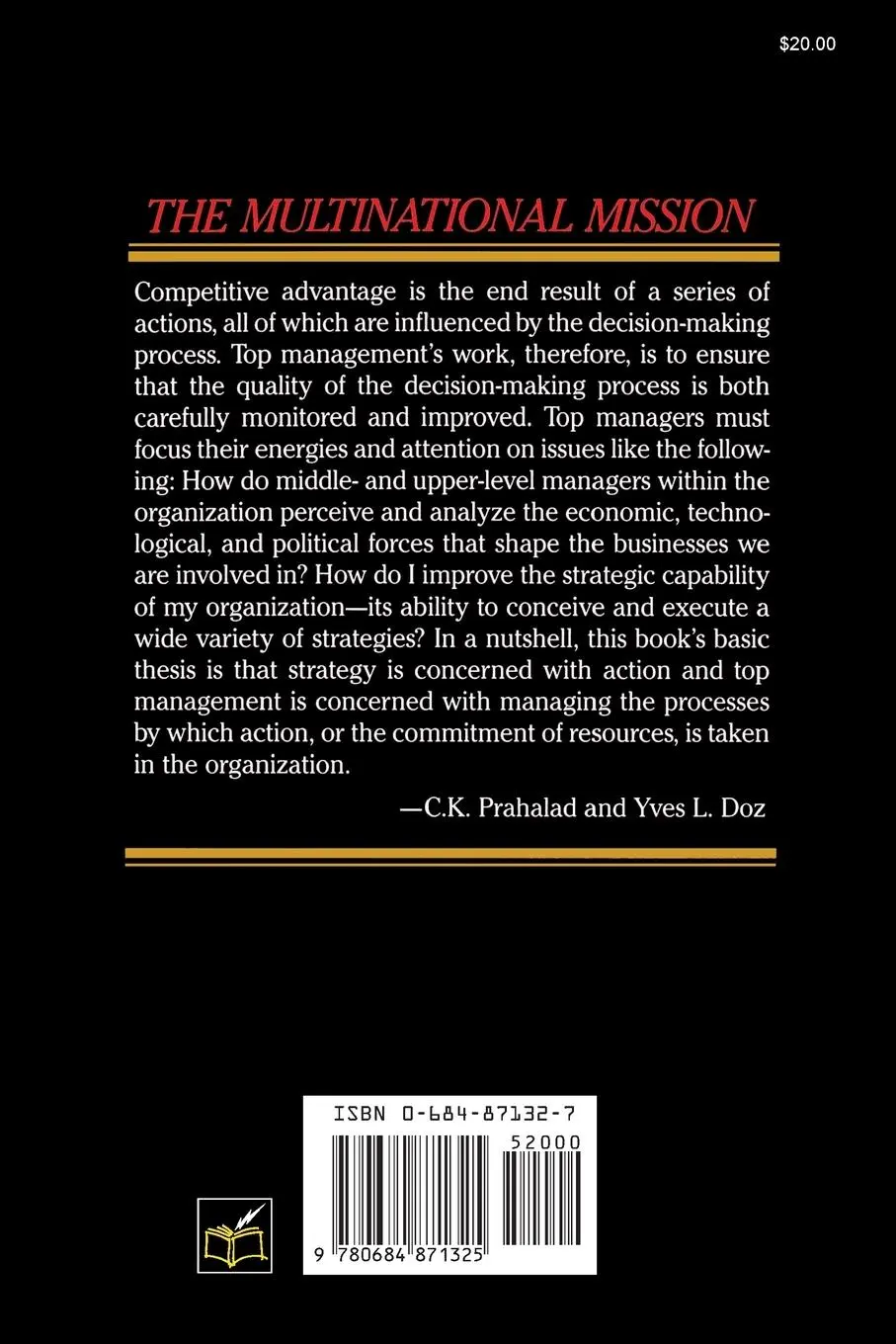 Rückseite: 9780684871325 | The Multinational Mission | Balancing Local Demands and Global Vision