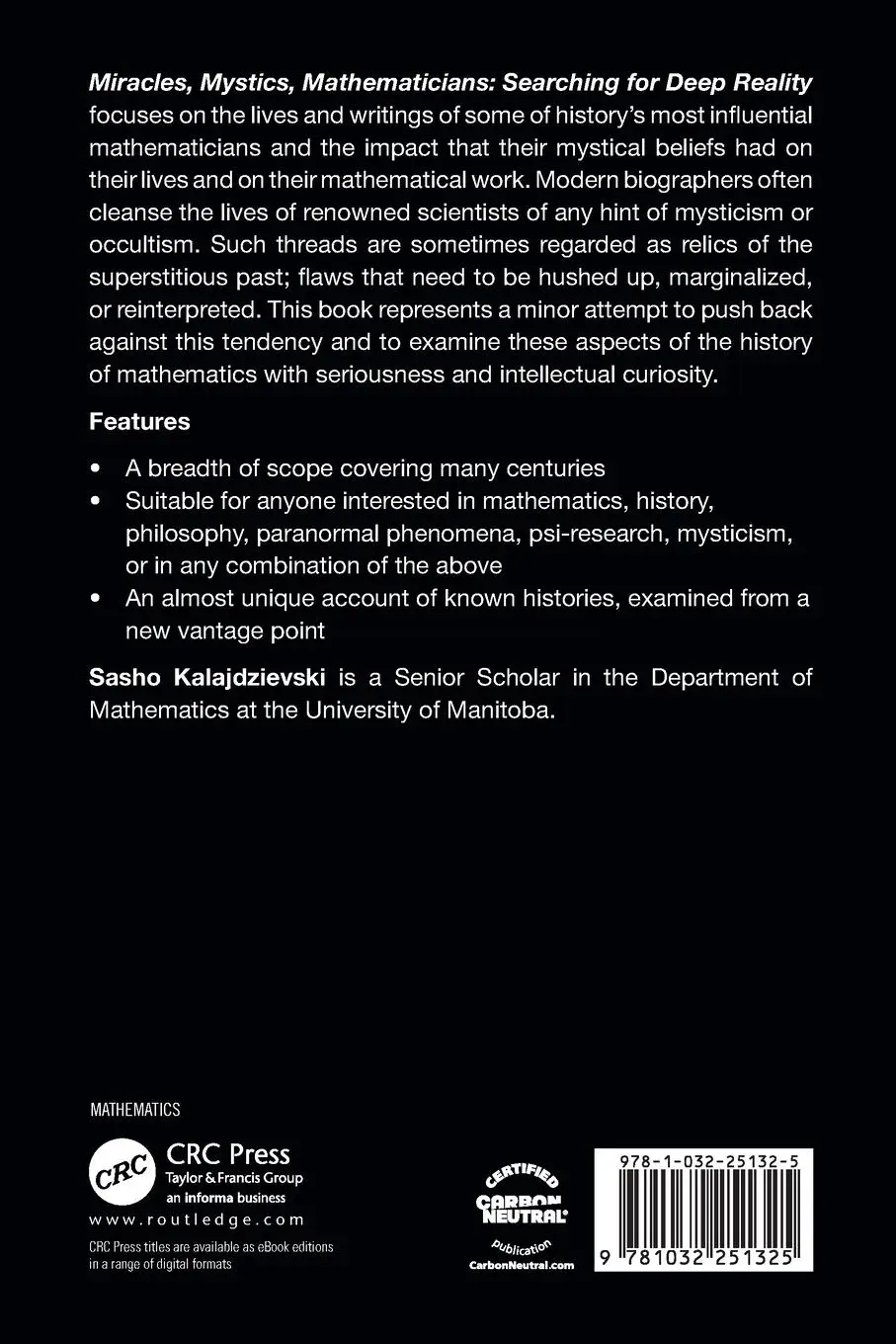 Rückseite: 9781032251325 | Miracles, Mystics, Mathematicians | Searching for Deep Reality | Buch