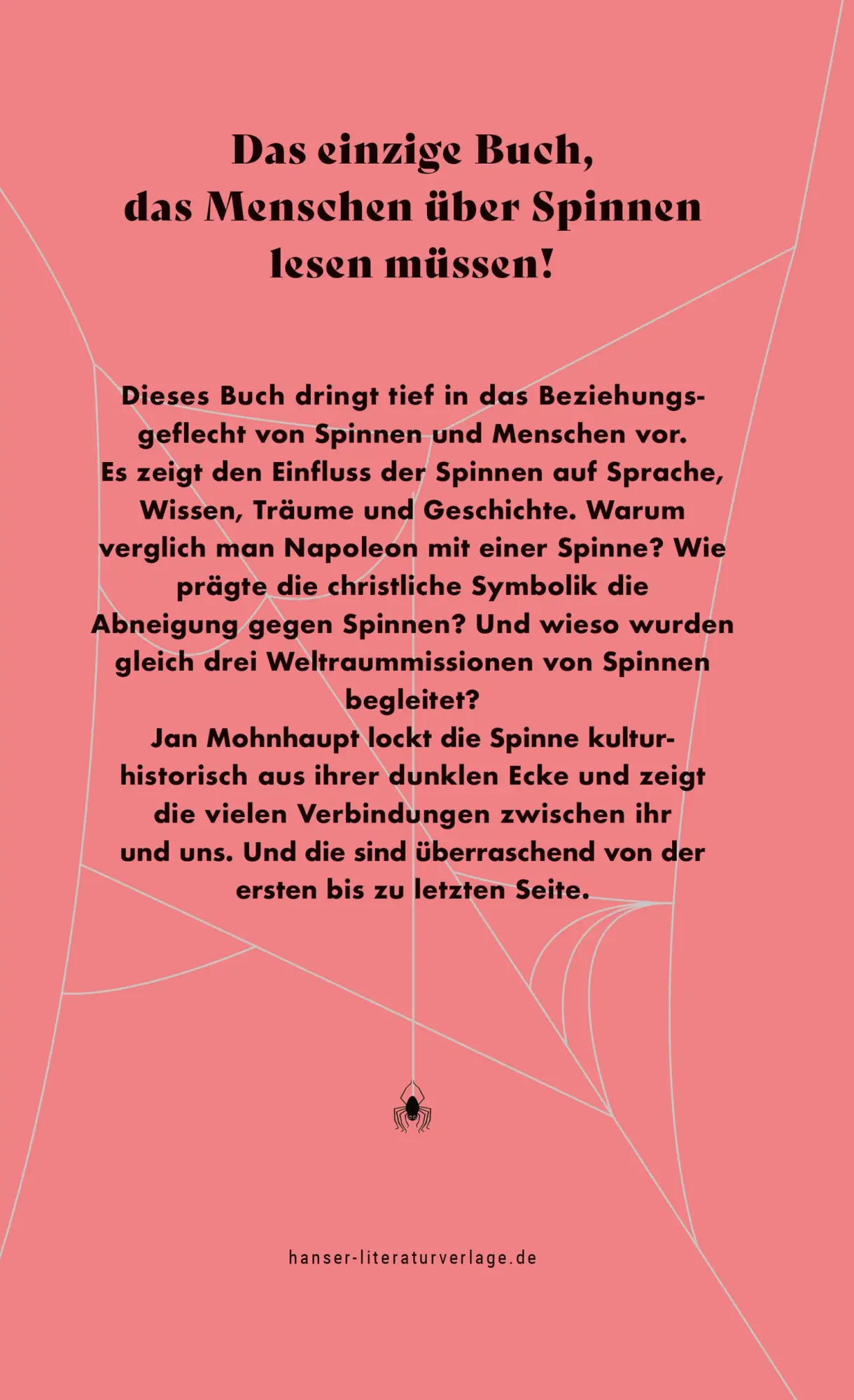 Bild: 9783446281325 | Von Spinnen und Menschen | Eine verwobene Beziehung | Jan Mohnhaupt