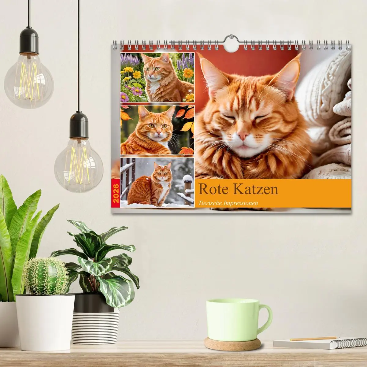 Bild: 9783457861325 | Rote Katzen (Wandkalender 2026 DIN A4 quer), CALVENDO Monatskalender