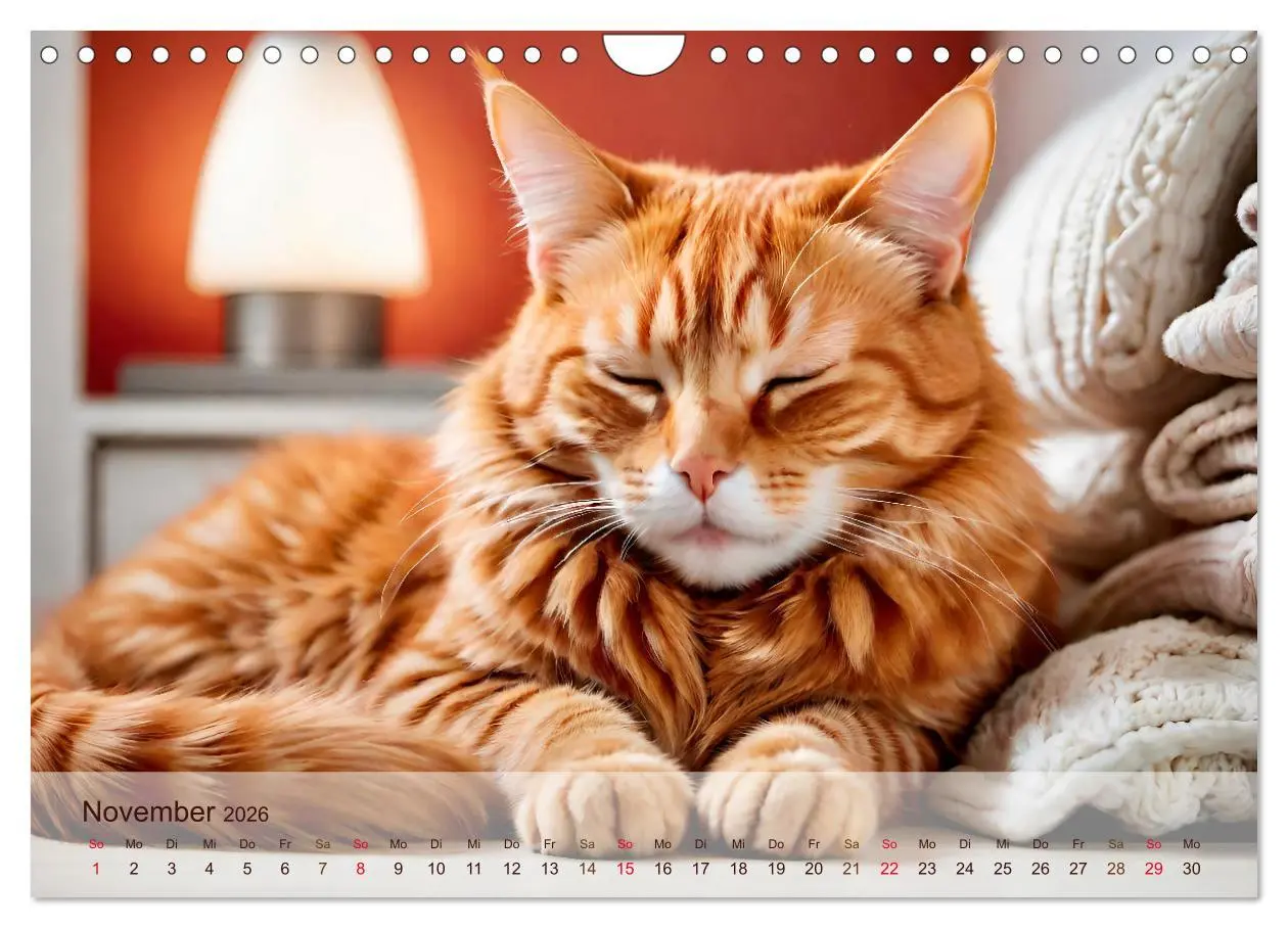 Bild: 9783457861325 | Rote Katzen (Wandkalender 2026 DIN A4 quer), CALVENDO Monatskalender