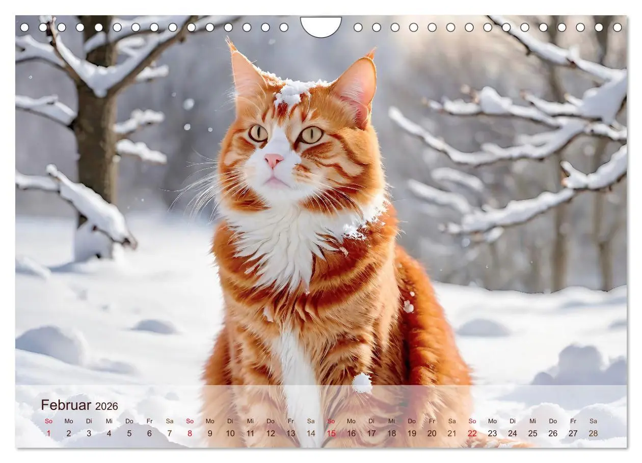 Bild: 9783457861325 | Rote Katzen (Wandkalender 2026 DIN A4 quer), CALVENDO Monatskalender