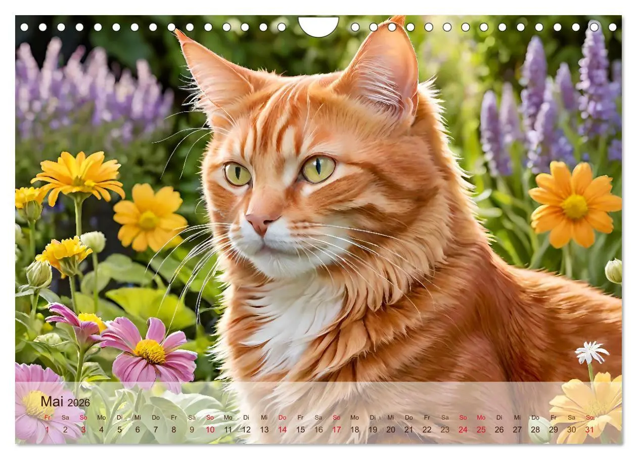 Bild: 9783457861325 | Rote Katzen (Wandkalender 2026 DIN A4 quer), CALVENDO Monatskalender