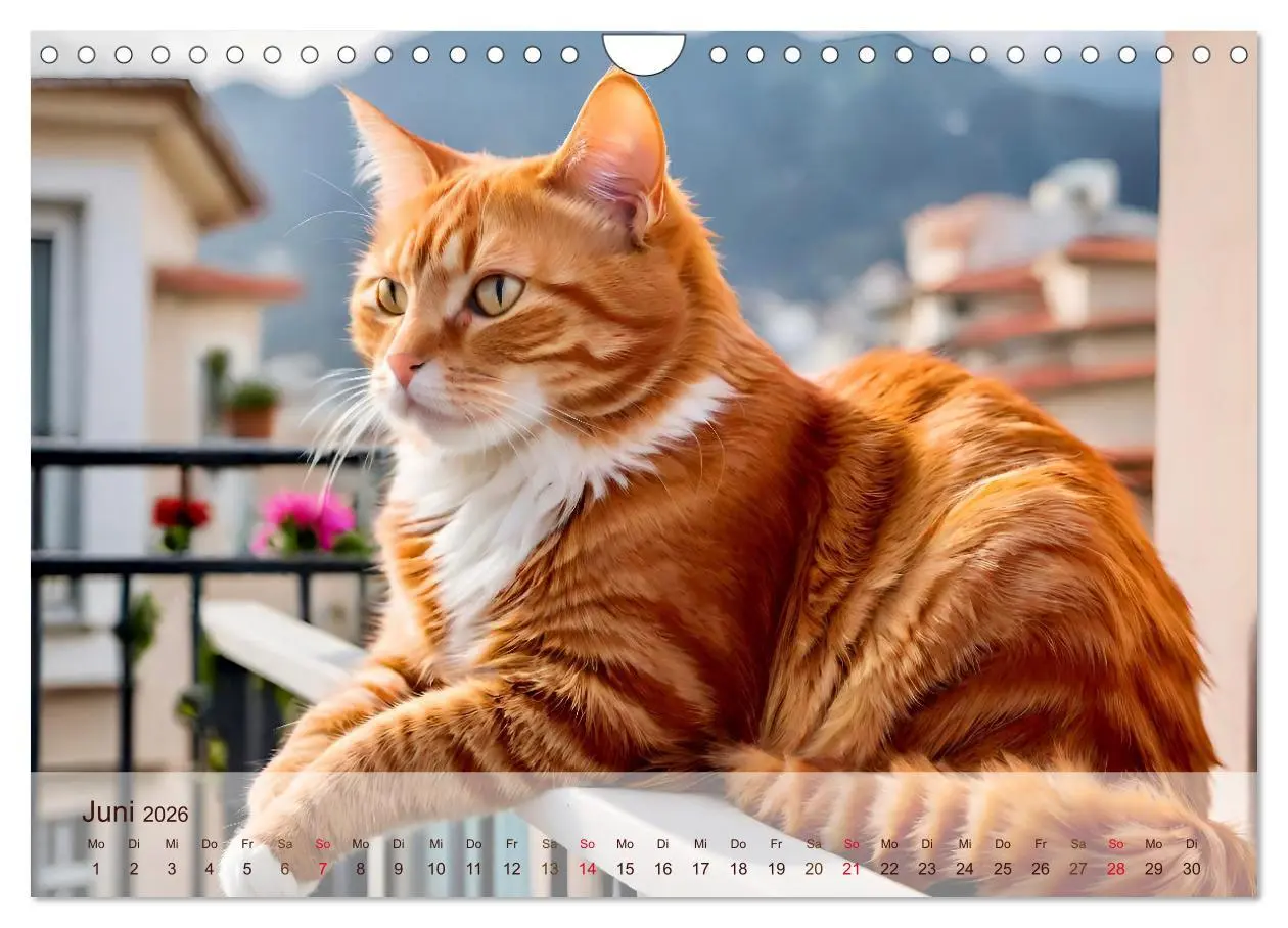 Bild: 9783457861325 | Rote Katzen (Wandkalender 2026 DIN A4 quer), CALVENDO Monatskalender
