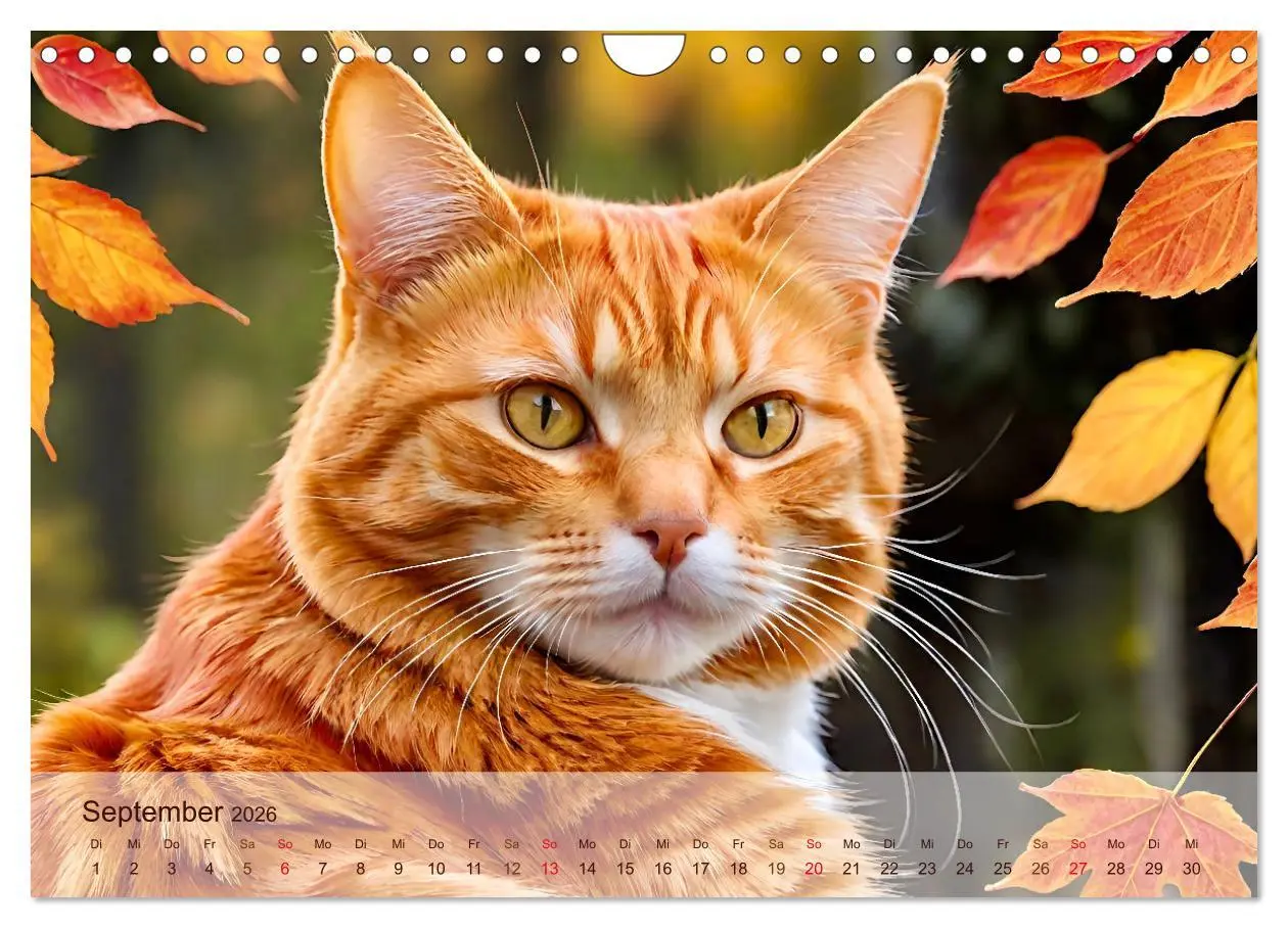 Bild: 9783457861325 | Rote Katzen (Wandkalender 2026 DIN A4 quer), CALVENDO Monatskalender