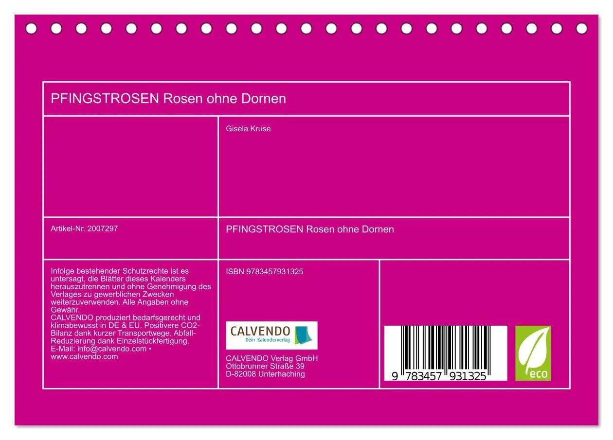Bild: 9783457931325 | PFINGSTROSEN Rosen ohne Dornen (Tischkalender 2026 DIN A5 quer),...