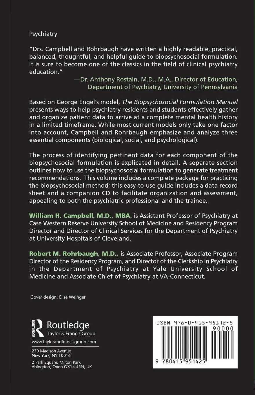 Rückseite: 9780415951425 | The Biopsychosocial Formulation Manual | William H. Campbell (u. a.)