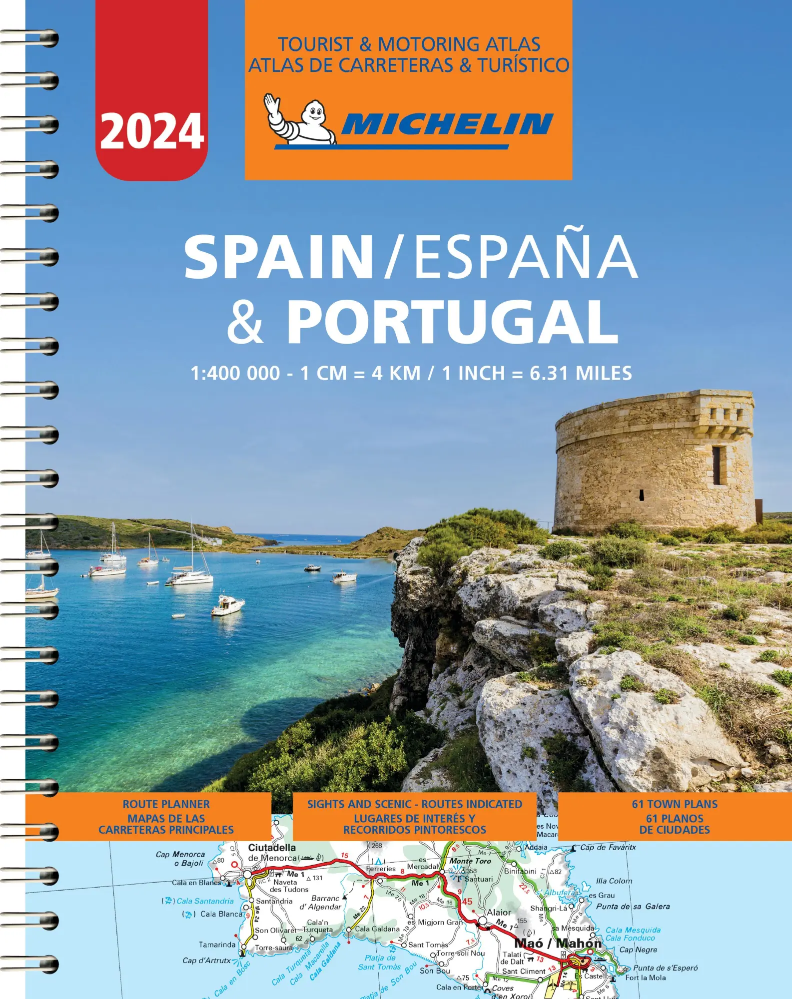 Cover: 9782067261525 | Michelin Straßenatlas Spanien &amp; Portugal mit Spiralbindung 2024 -...