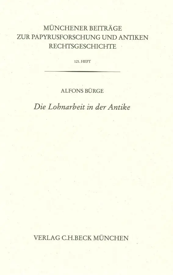 Cover: 9783406801525 | Die Lohnarbeit in der Antike | Alfons Bürge | Taschenbuch | broschiert