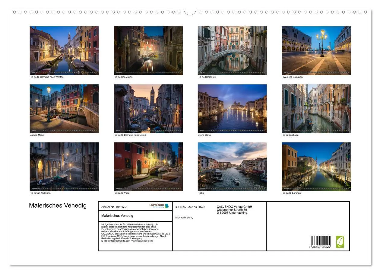 Bild: 9783457391525 | Malerisches Venedig (Wandkalender 2026 DIN A2 quer), CALVENDO...