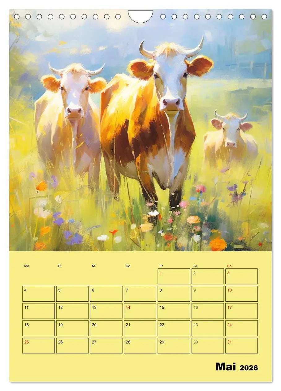 Bild: 9783516311525 | Zauberhafte Kühe. Duftige Aquarelle von tollen Tieren (Wandkalender...