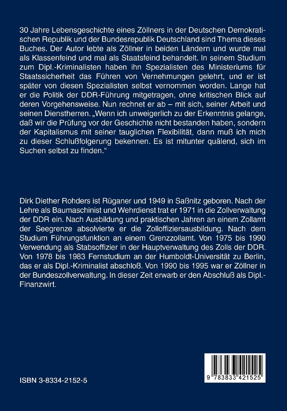 Rückseite: 9783833421525 | Zöllner - Rapport Ost-West | Dirk Diether Rohders | Taschenbuch | 2005