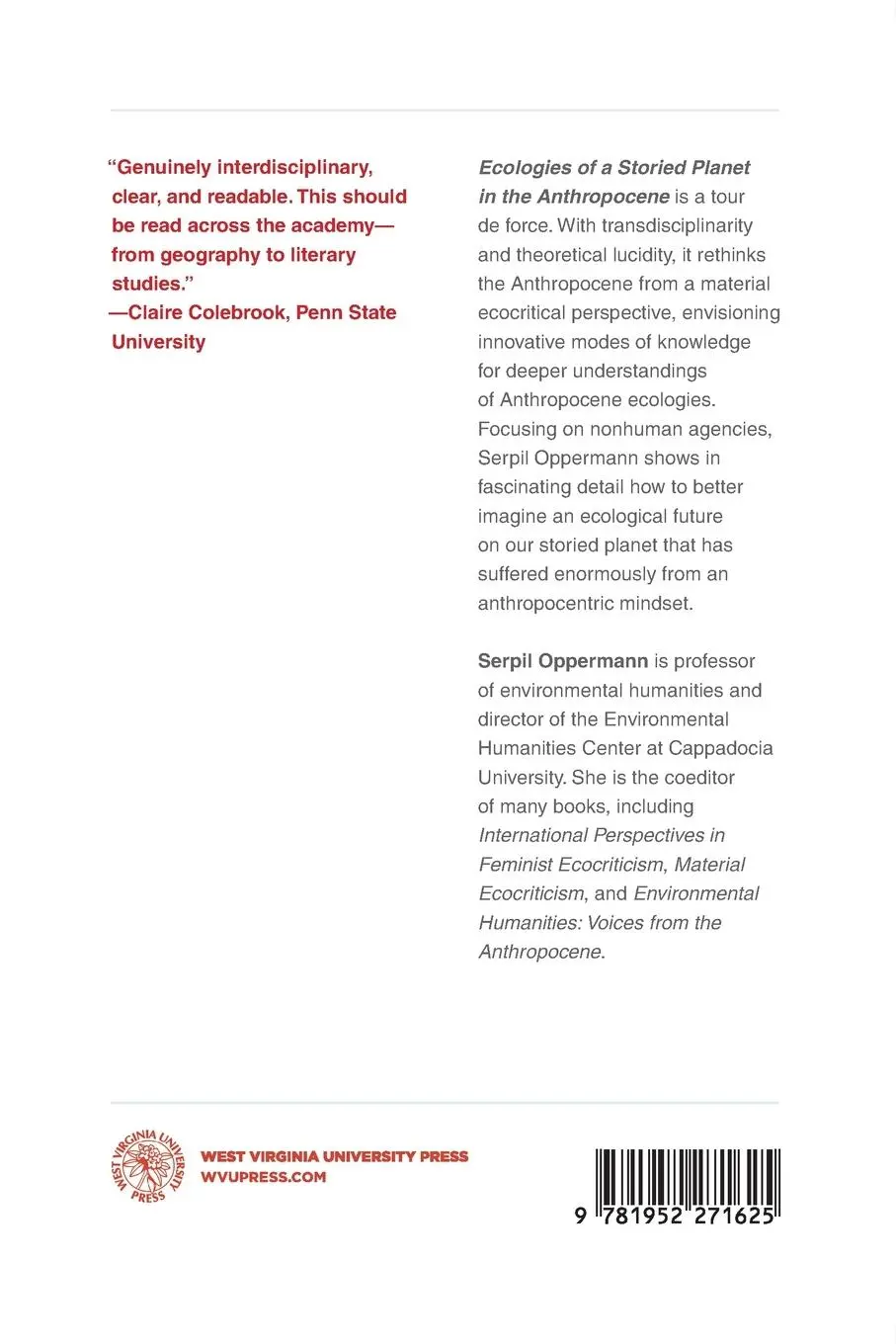 Rückseite: 9781952271625 | Ecologies of a Storied Planet in the Anthropocene | Serpil Oppermann