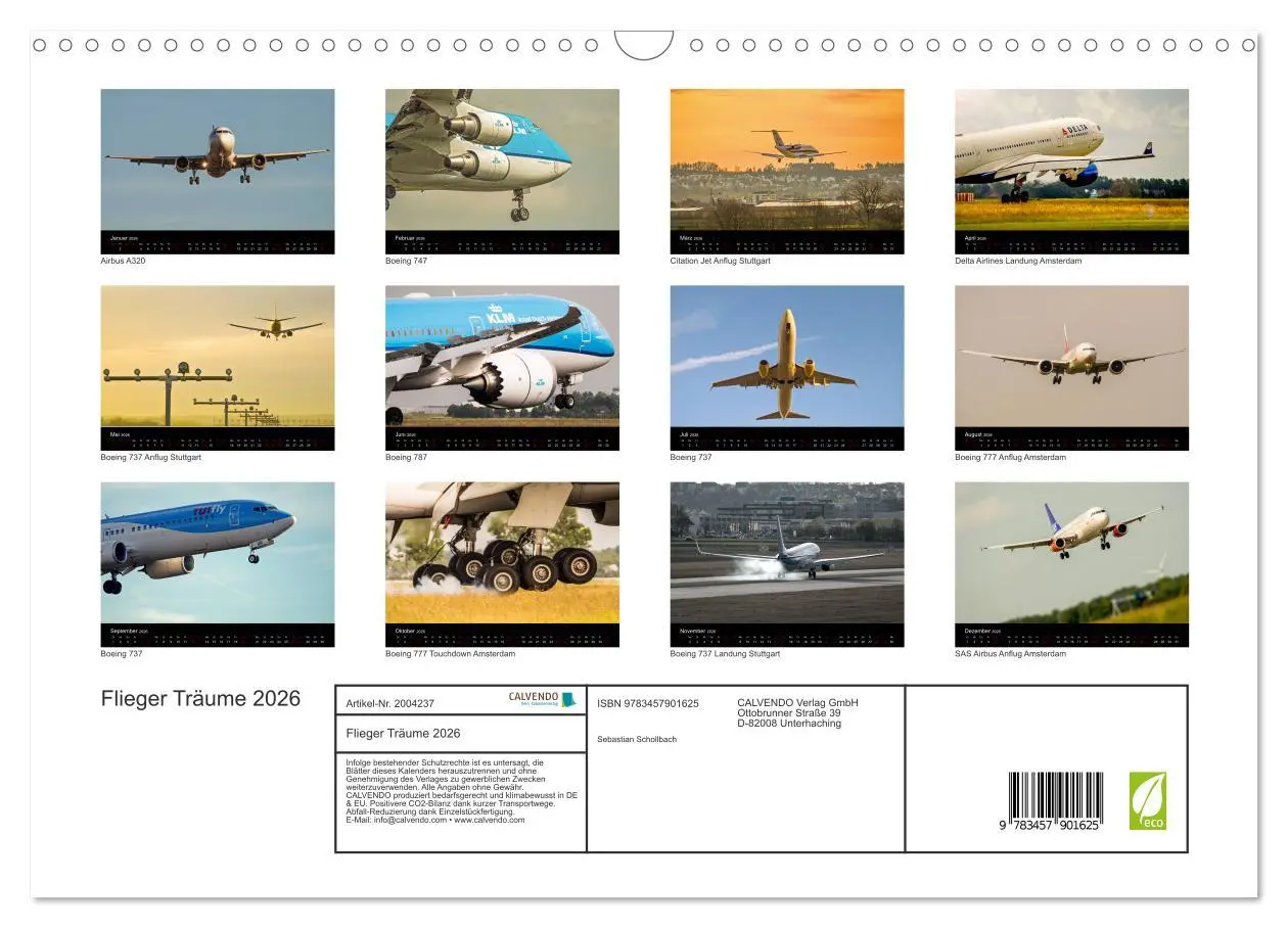 Bild: 9783457901625 | Flieger Träume 2026 (Wandkalender 2026 DIN A3 quer), CALVENDO...