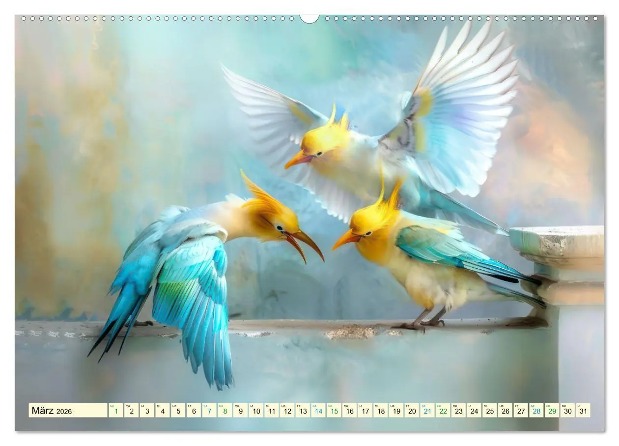Bild: 9783457371725 | Farbenfrohe Fantasievögel (hochwertiger Premium Wandkalender 2026...