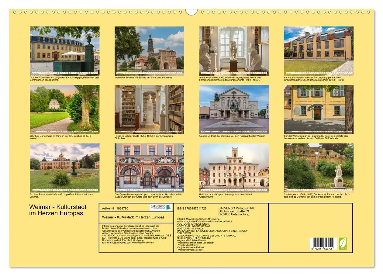 Bild: 9783457511725 | Weimar - Kulturstadt im Herzen Europas (Wandkalender 2026 DIN A2...