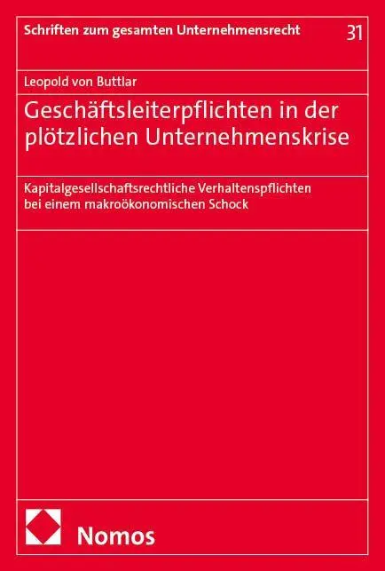 Cover: 9783756031825 | Geschäftsleiterpflichten in der plötzlichen Unternehmenskrise | Buch