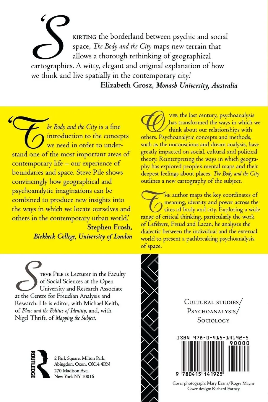 Rückseite: 9780415141925 | The Body and the City | Psychoanalysis, Space and Subjectivity | Pile