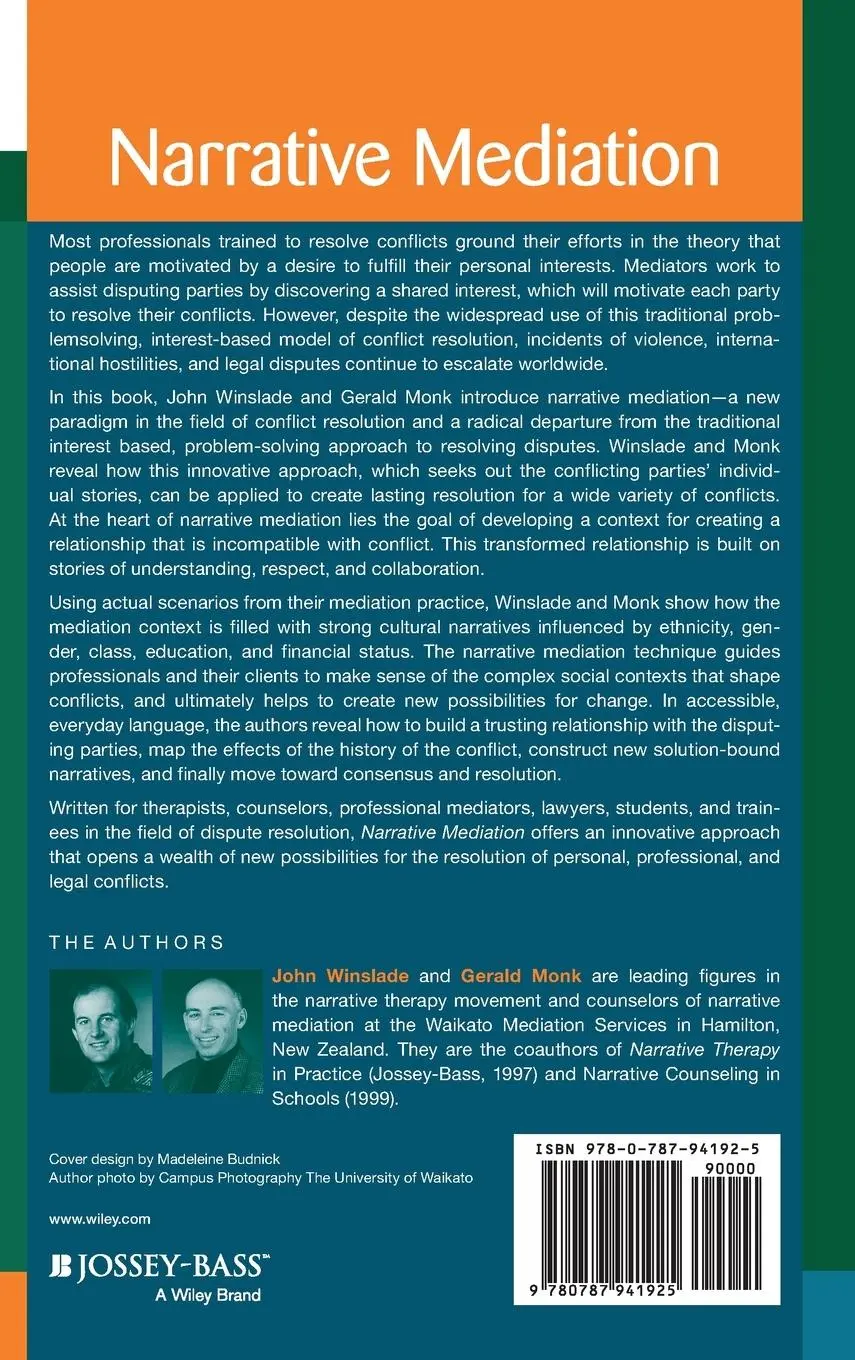 Rückseite: 9780787941925 | Narrative Mediation | A New Approach to Conflict Resolution | Buch
