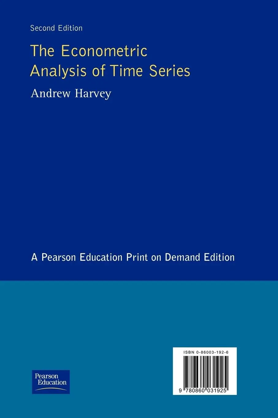 Rückseite: 9780860031925 | Econometric Analysis of Time Series, The | Andrew Harvey | Taschenbuch